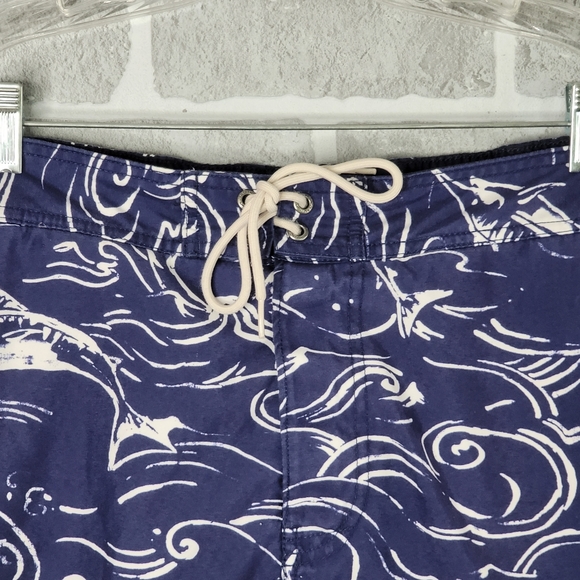 Nautica Vintage Swordfish Print Board Shorts Summer Swim Trunks Men's Size M - Picture 4 of 16